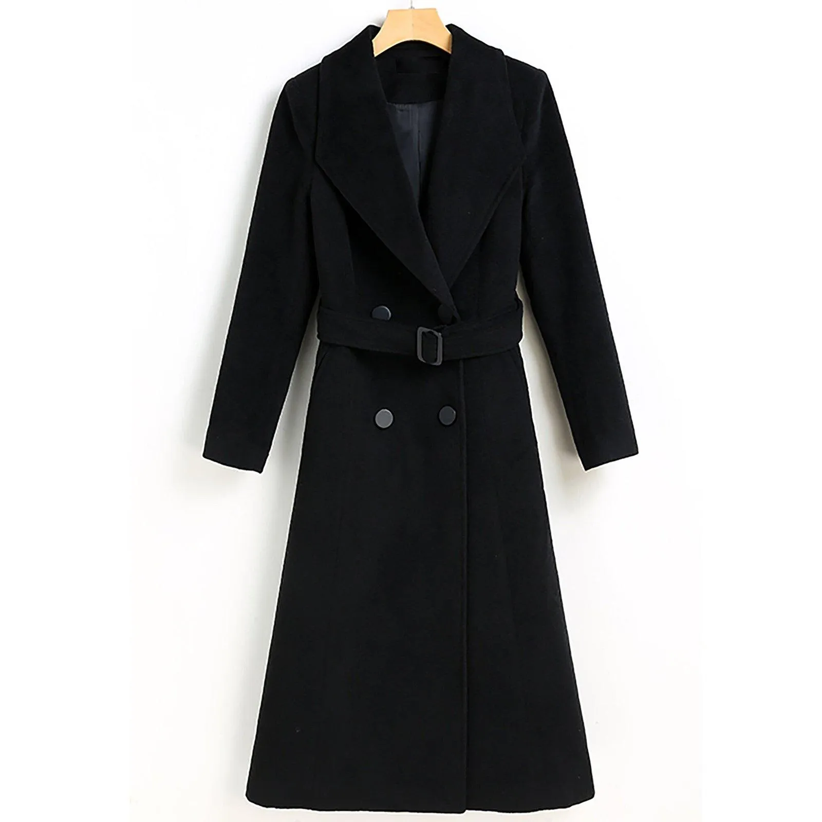 Custom Black Wool Double Breasted Coat