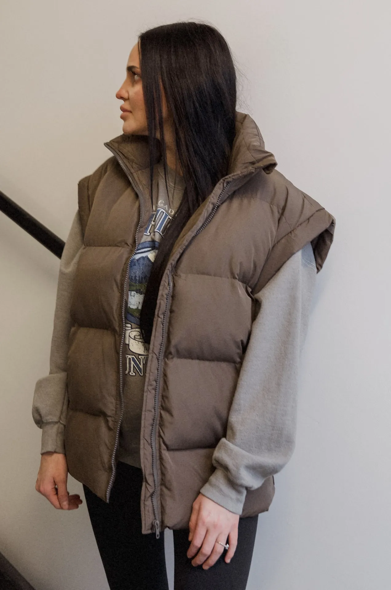 Dark Brown Puffer Vest