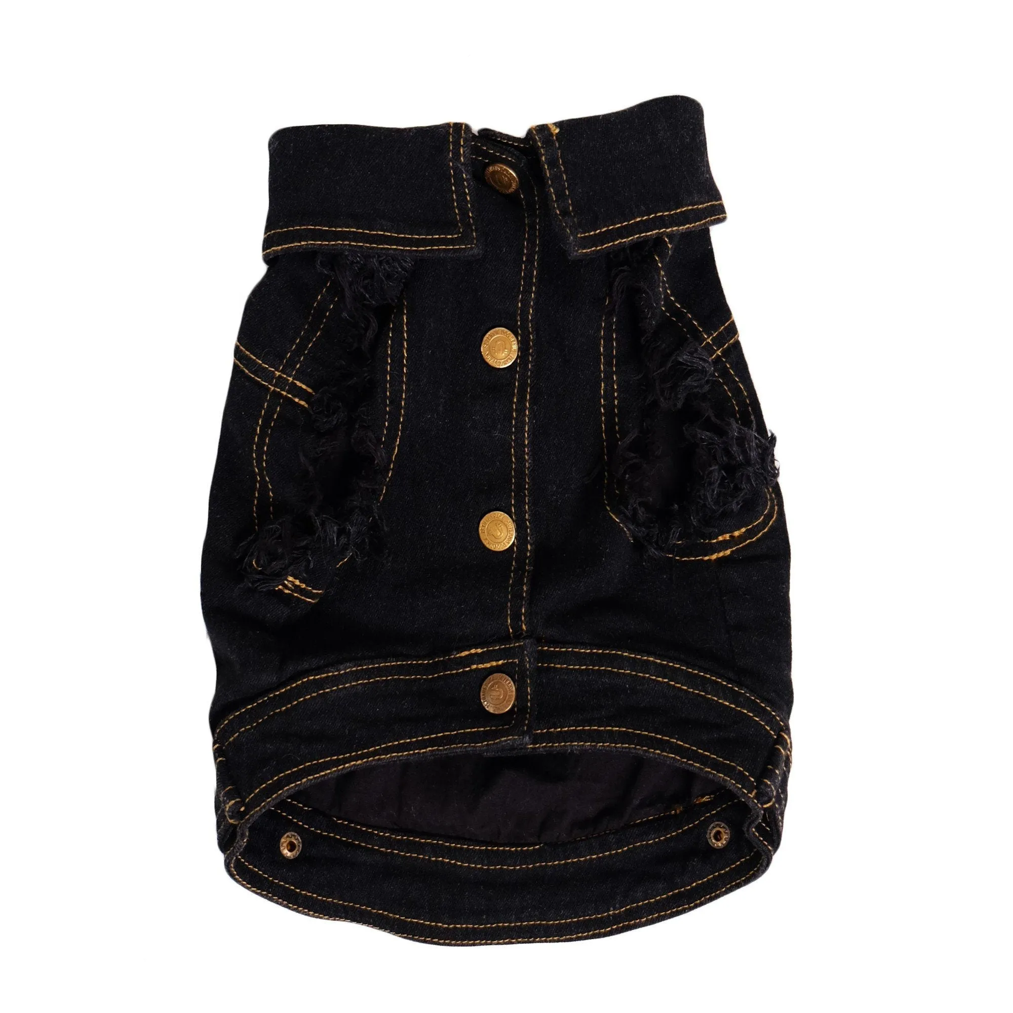 Denim Dog Vest Black - Unpatched