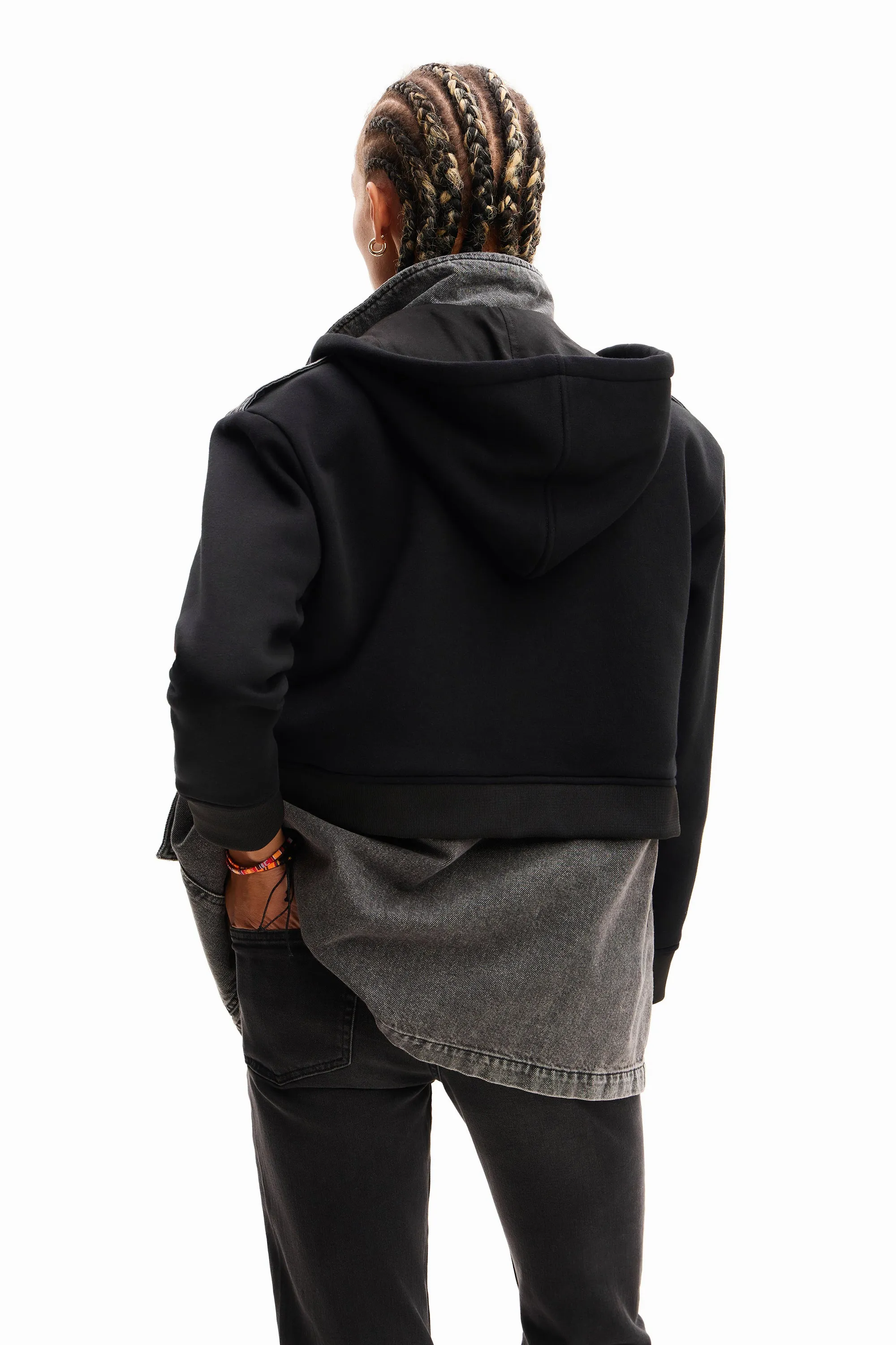 Denim Hooded Jacket - Black