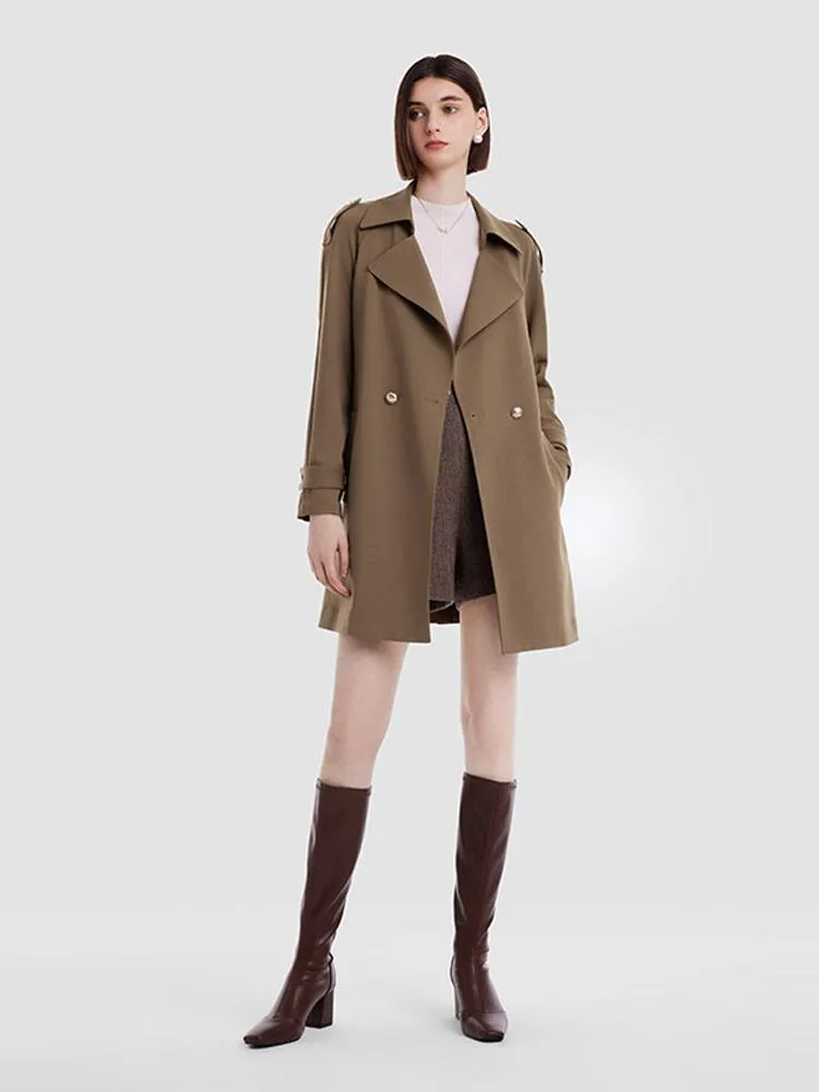 Double Layer Worsted Woolen Trench Coat