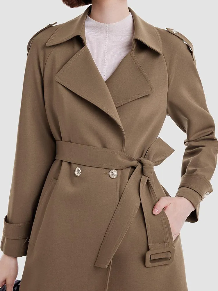 Double Layer Worsted Woolen Trench Coat