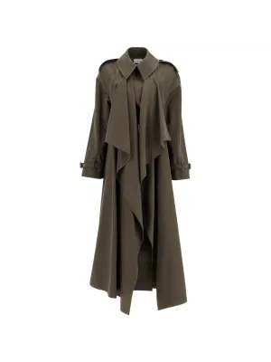 Draped Trench Coat in Wool