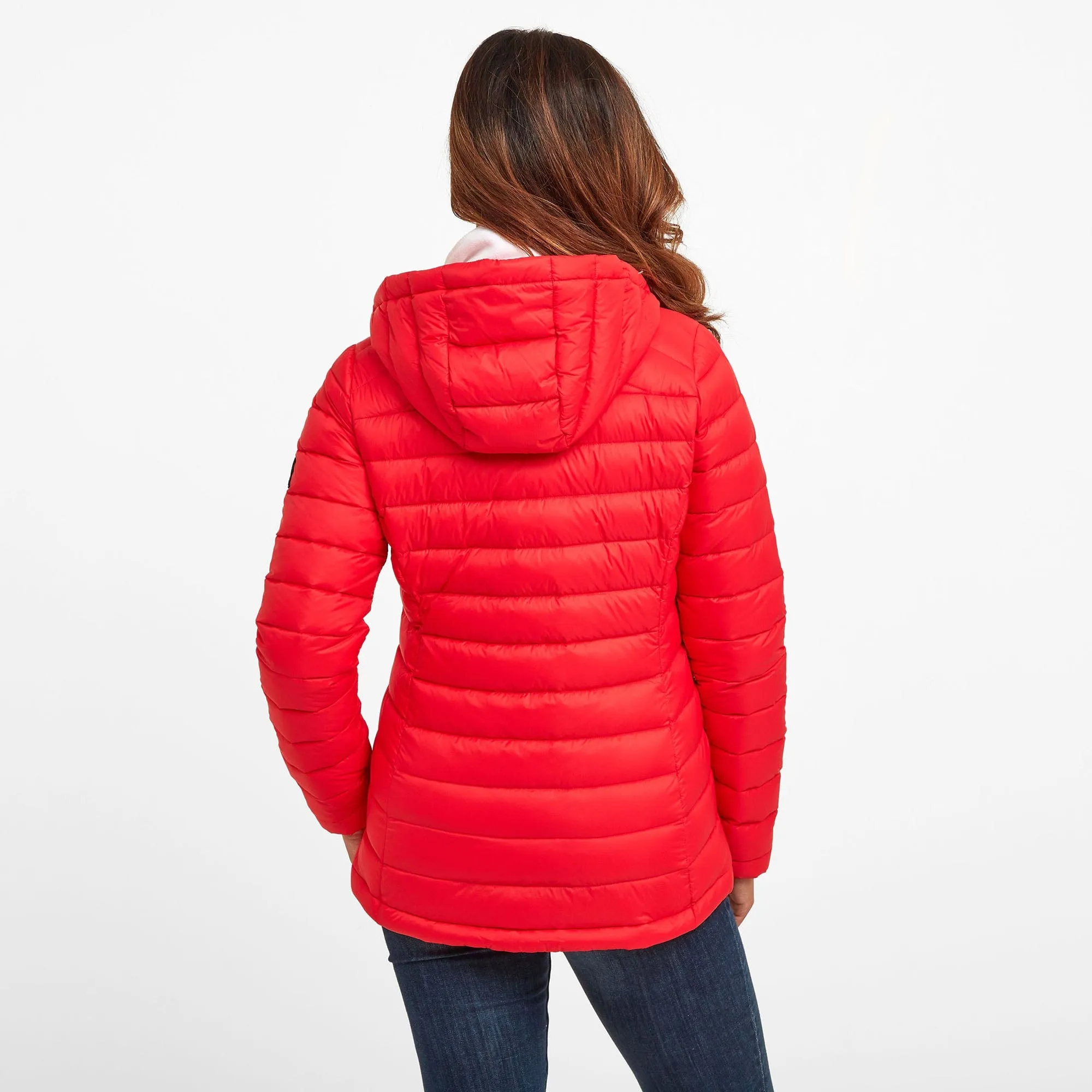 Drax Womens Hooded Down Jacket - Dark Coral