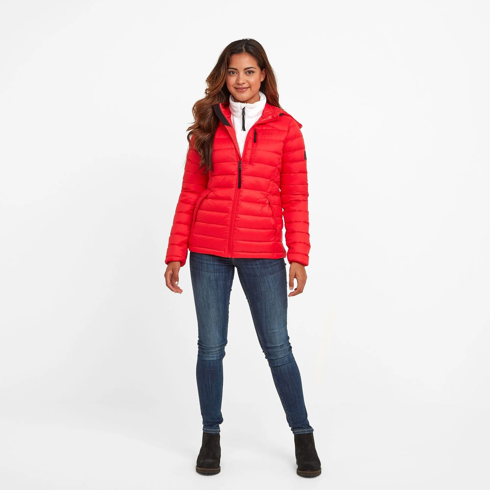 Drax Womens Hooded Down Jacket - Dark Coral