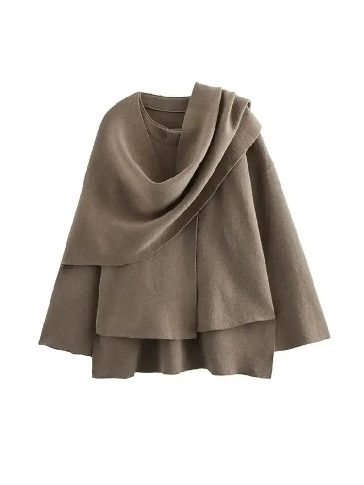 Elegant Layered Scarf Jacket