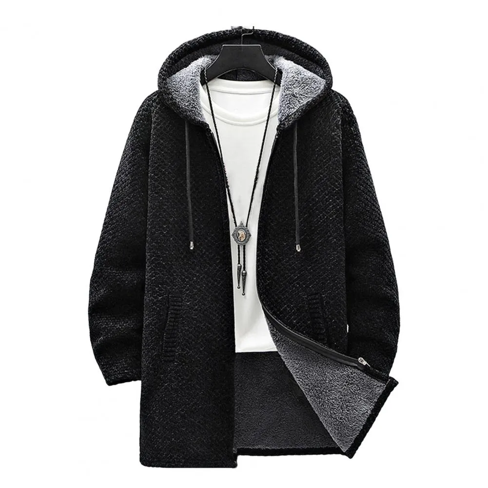 Funki Buys | Jackets | Men's Warm Drawstring Hooded Overcoat