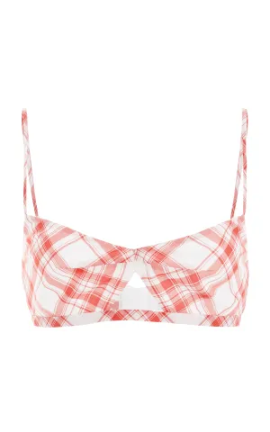 Gaia Bralette in Red Check Upcycled Cotton