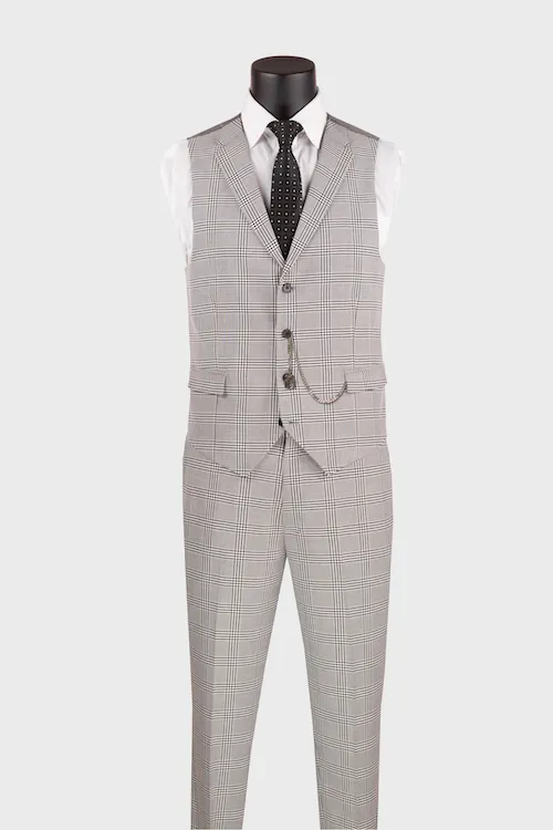 Grey Plaid 3-Piece Suit