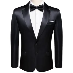 Hi-Tie Blazer Black Men's Wedding Business Solid Top Men Suit