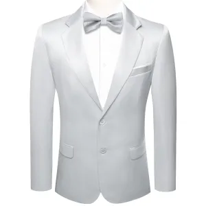 Hi-Tie Blazer Sliver Grey Men's Wedding Business Solid Top Men Suit