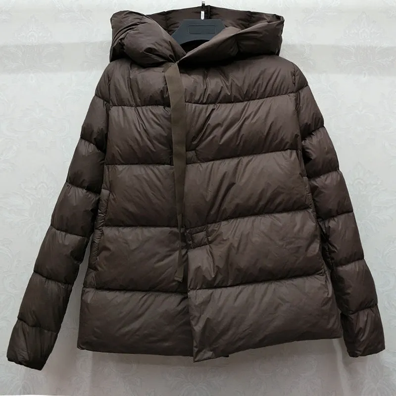 Hooded bread short padded down jacket women