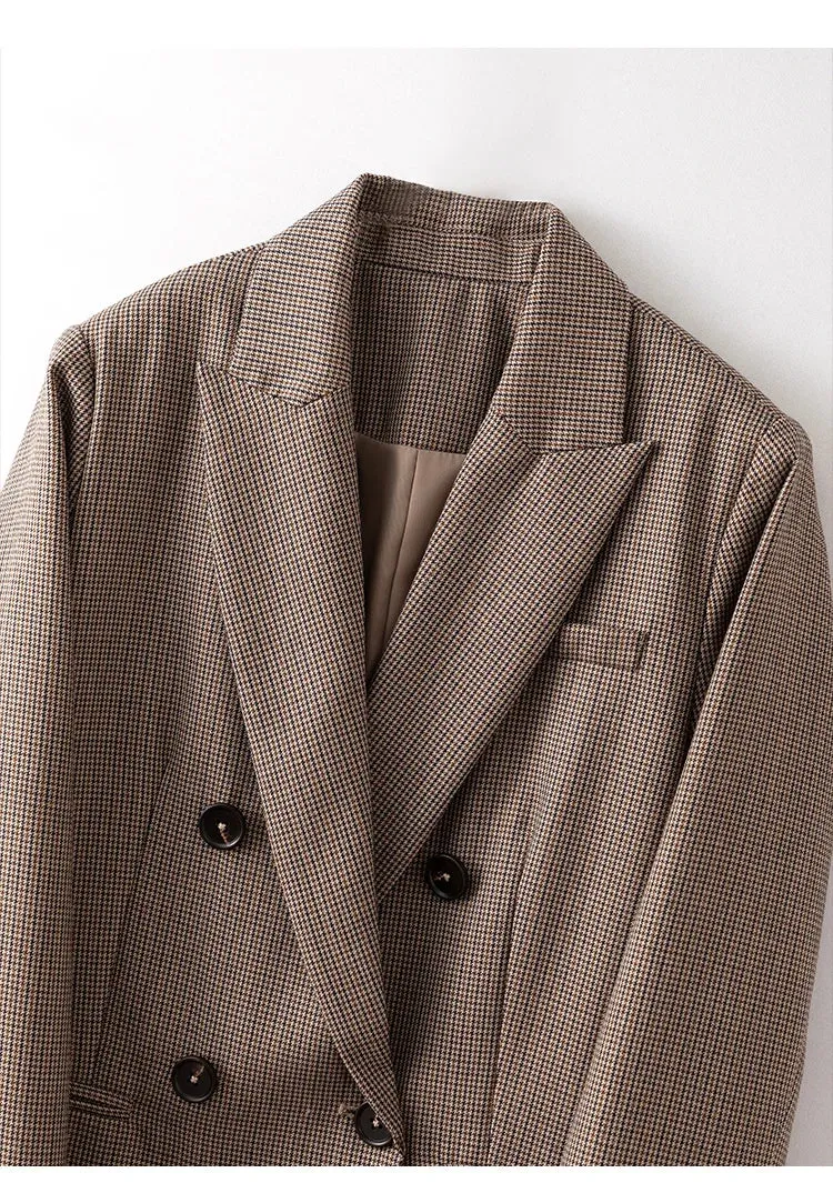 Houndstooth Wool Formal Blazer