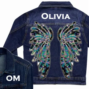 Indigo and Aqua Wings Denim Jacket