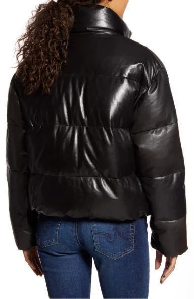 Iris Down Insulated Leather Puffer Jacket