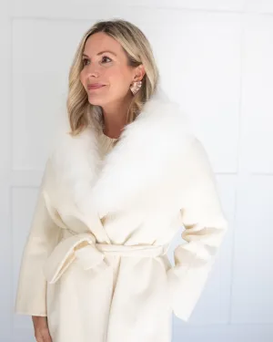 Ivory Cashmere Coat with Fur Shawl