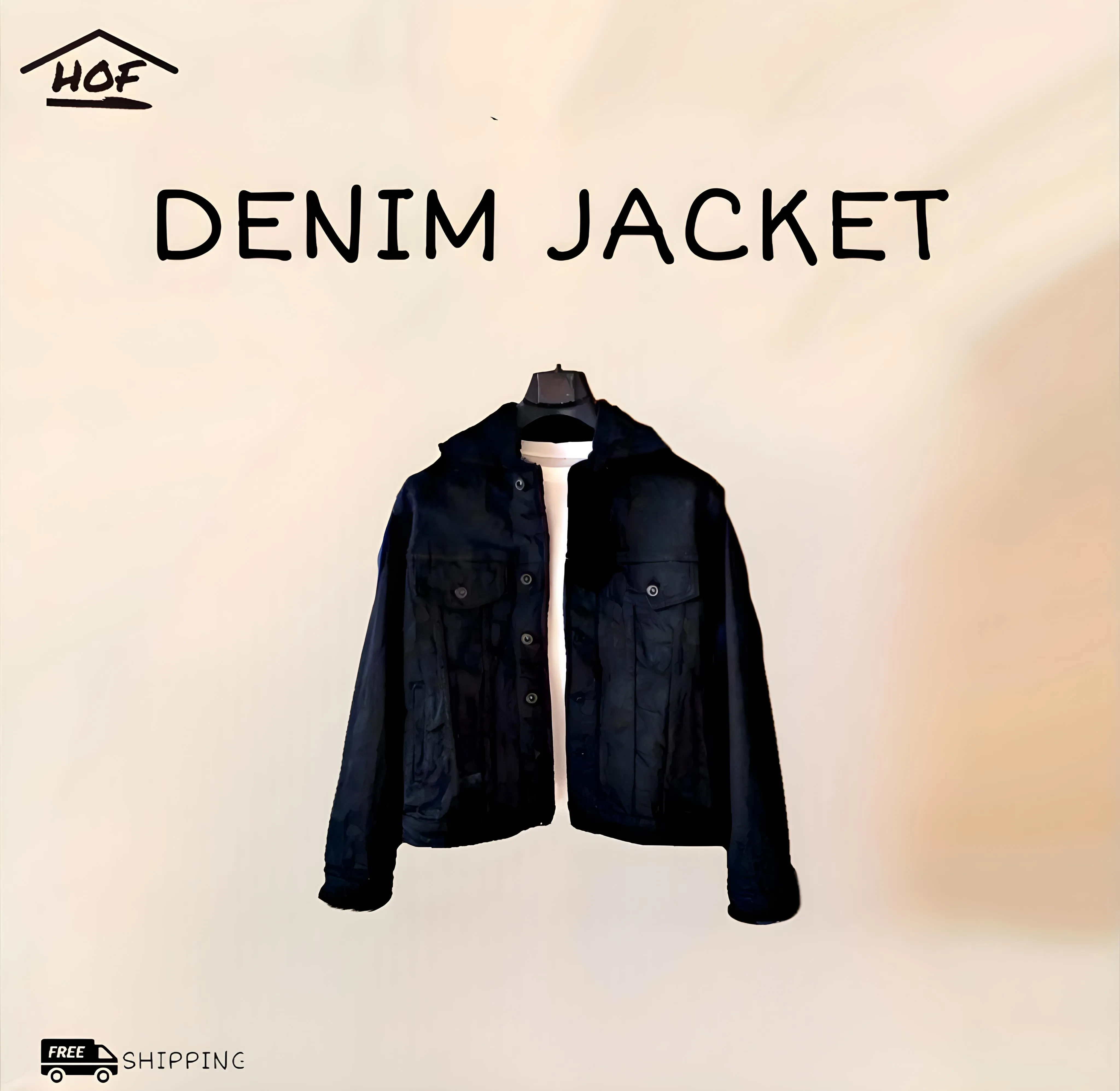 Jet Black Denim Jacket Unisex