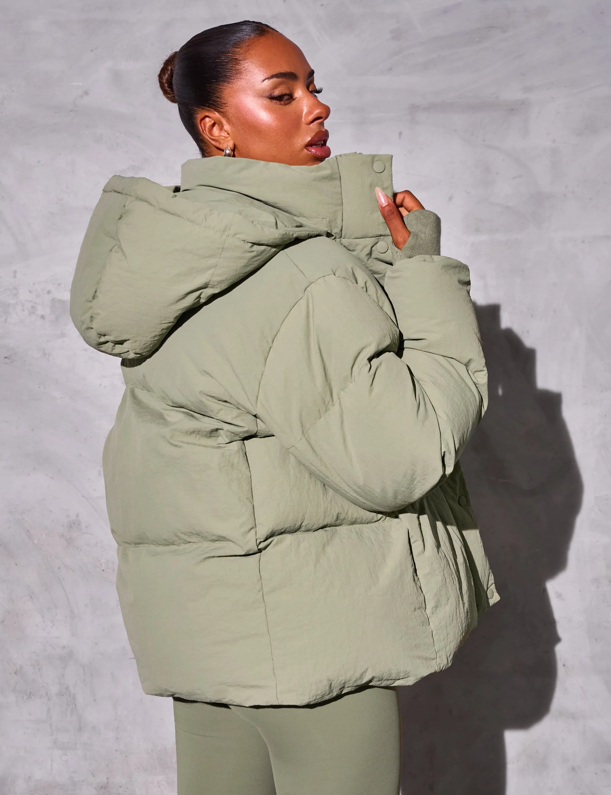 Kaiia Studio Oversized Puffer Coat Khaki