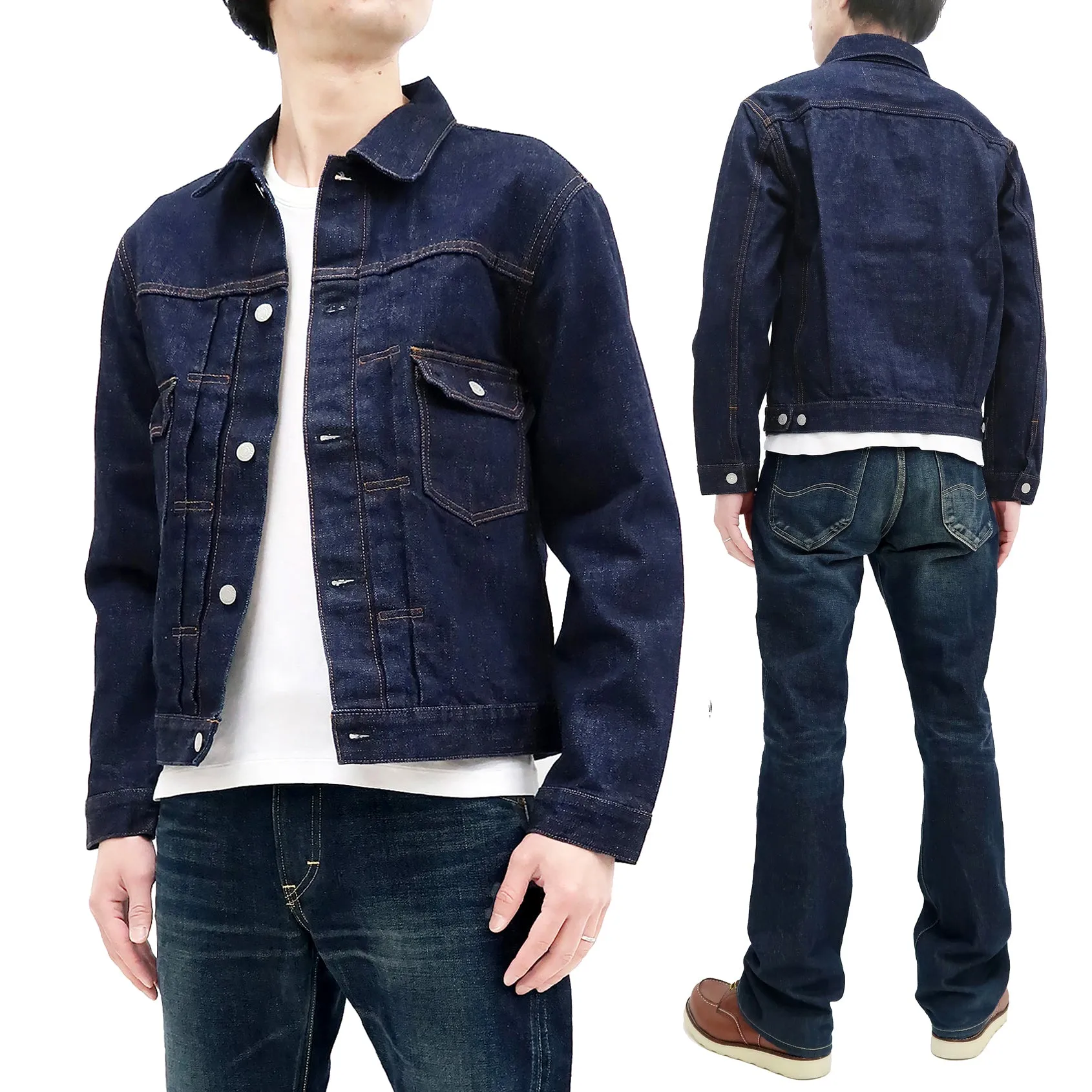 Kojima Genes Denim Jacket Men's 15oz Japanese Selvage Denim Type 2 Style Jean Jacket RNB-552 rnb552