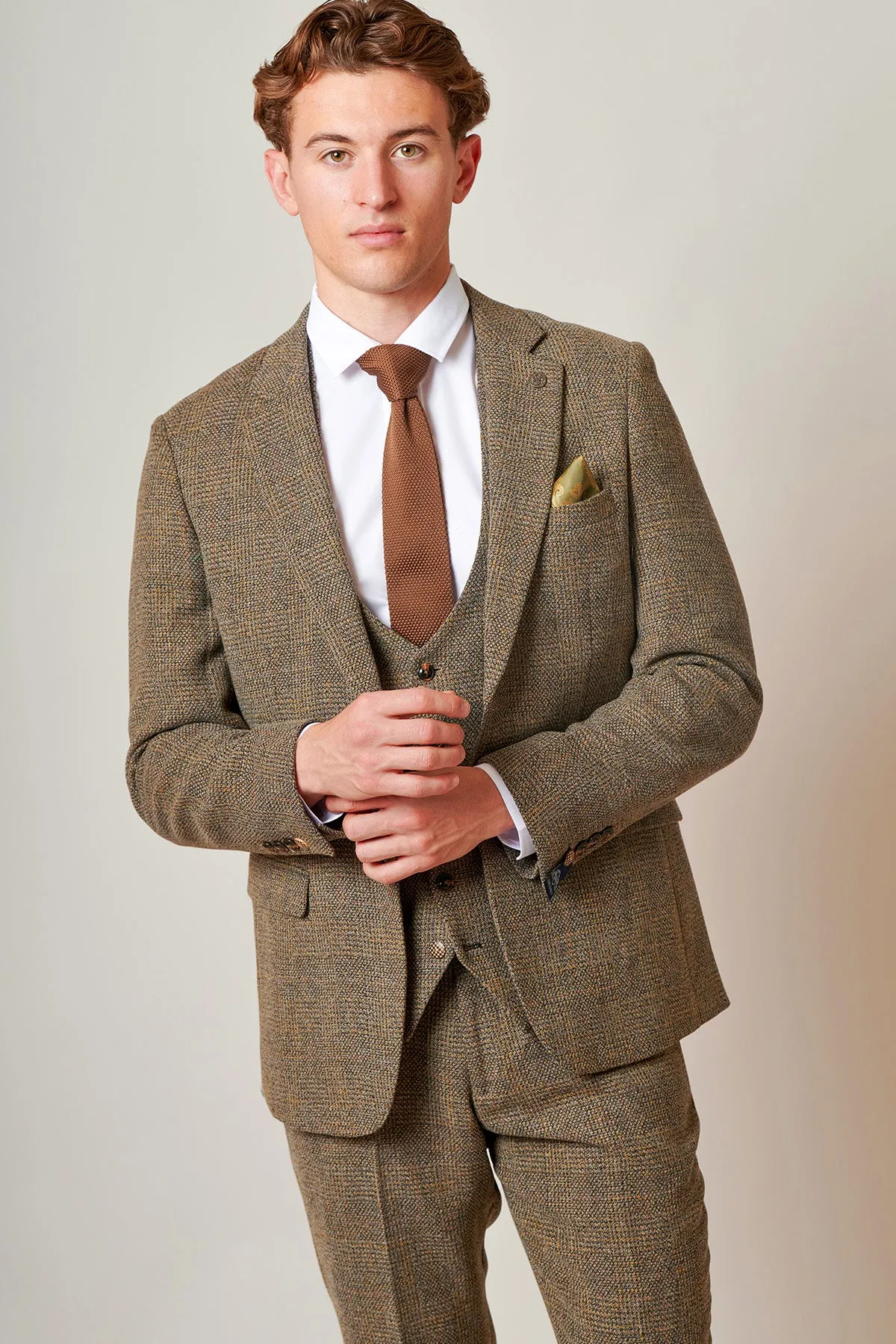 KRIS - Tan Tweed Three Piece Suit