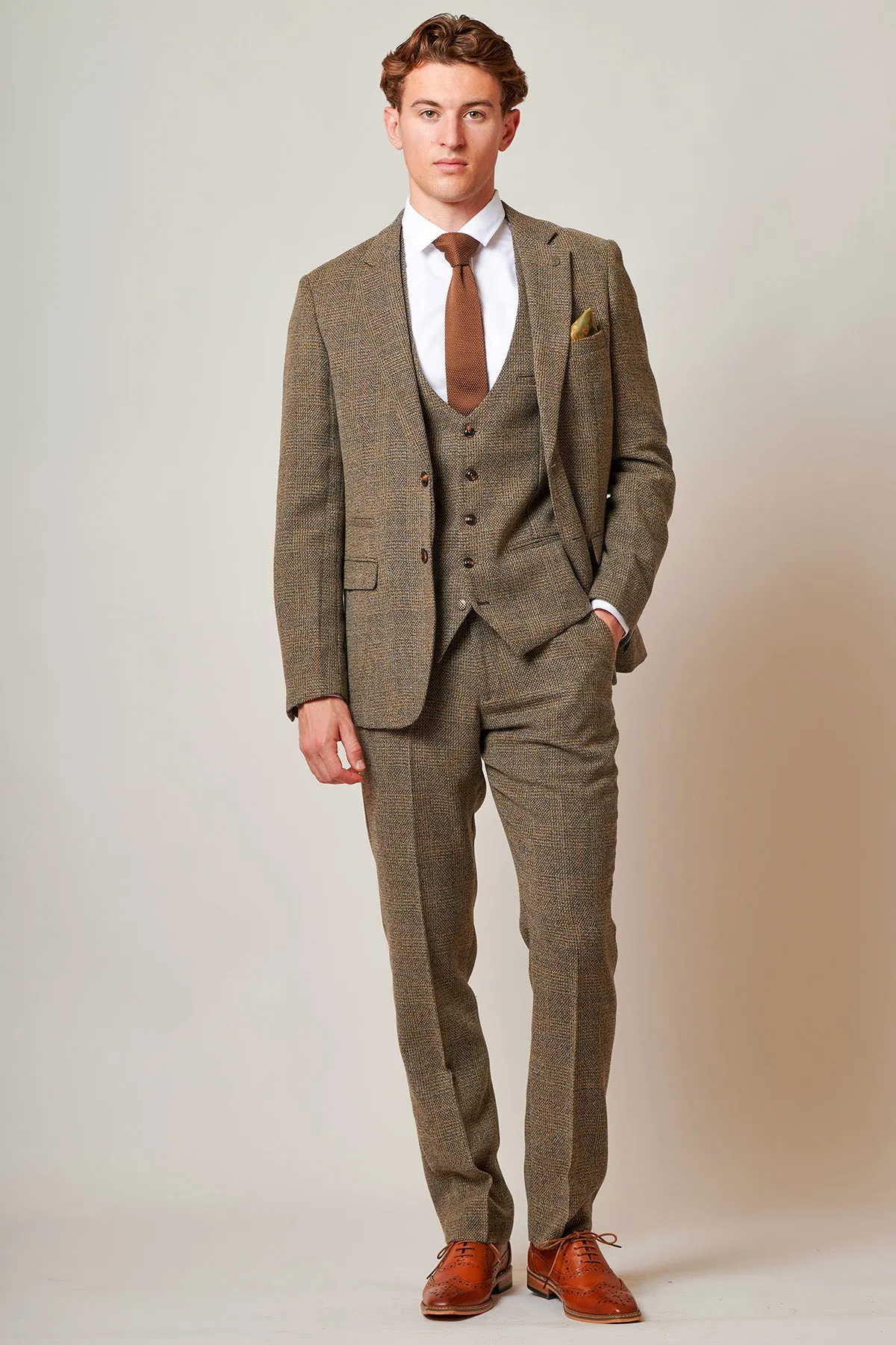 KRIS - Tan Tweed Three Piece Suit