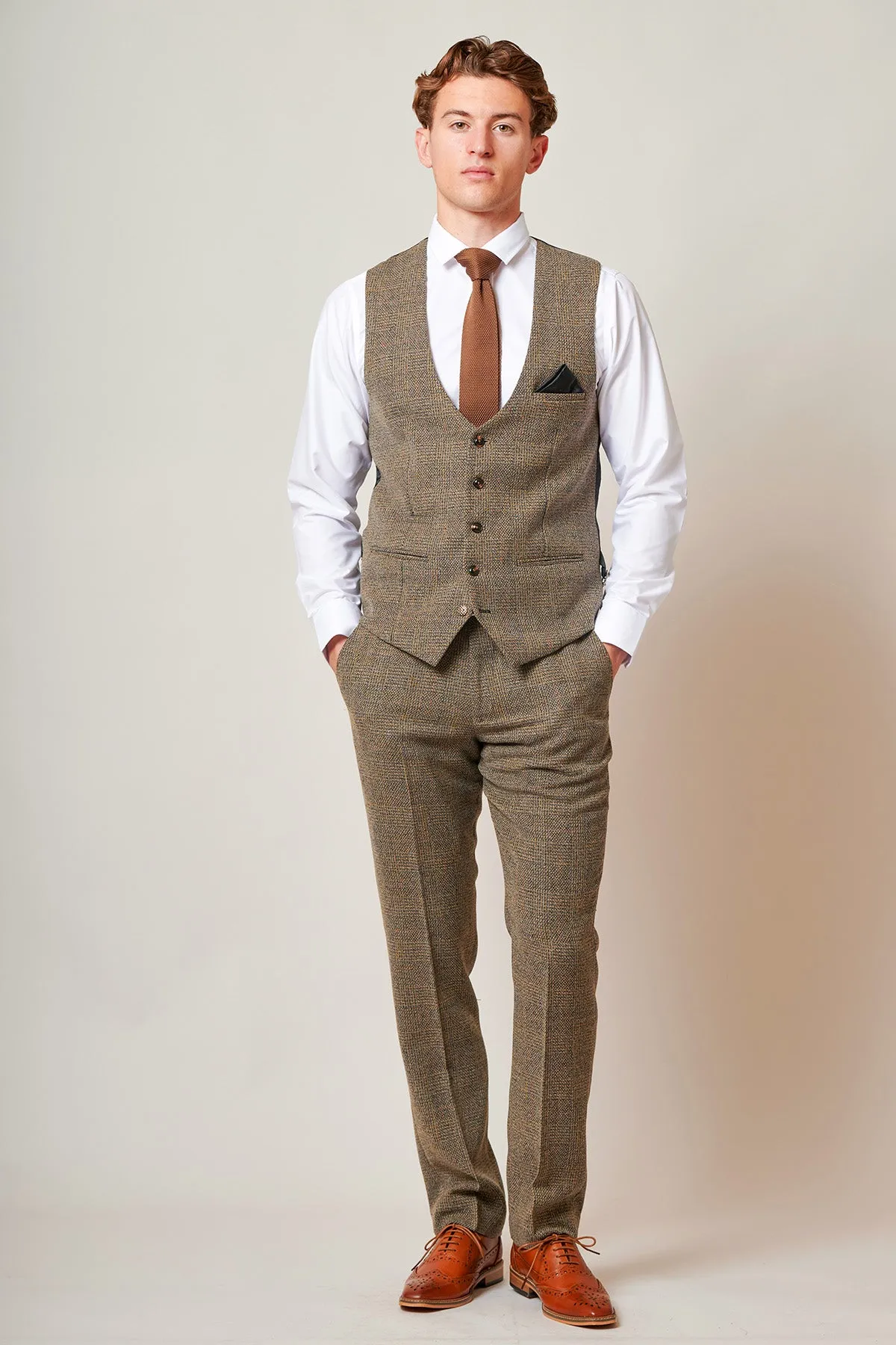 KRIS - Tan Tweed Three Piece Suit