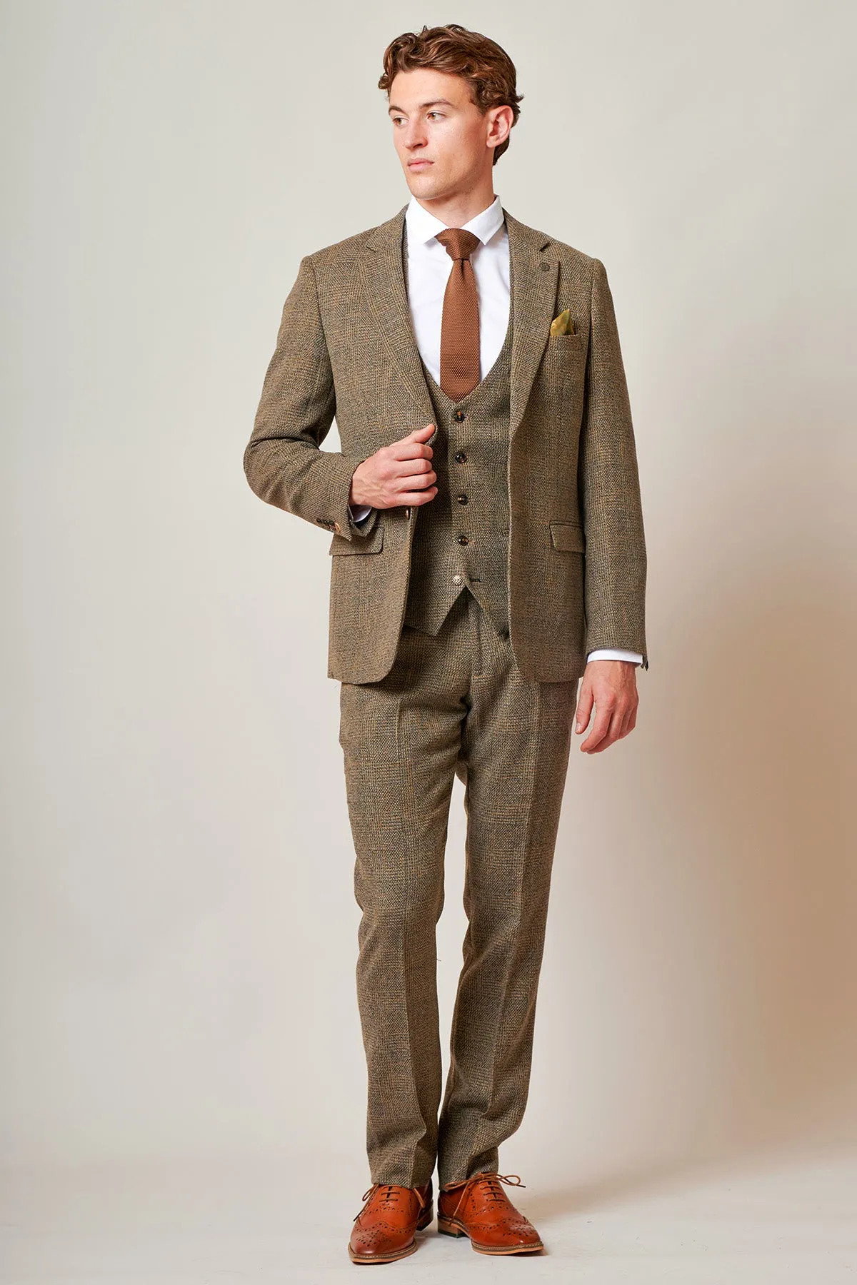 KRIS - Tan Tweed Three Piece Suit