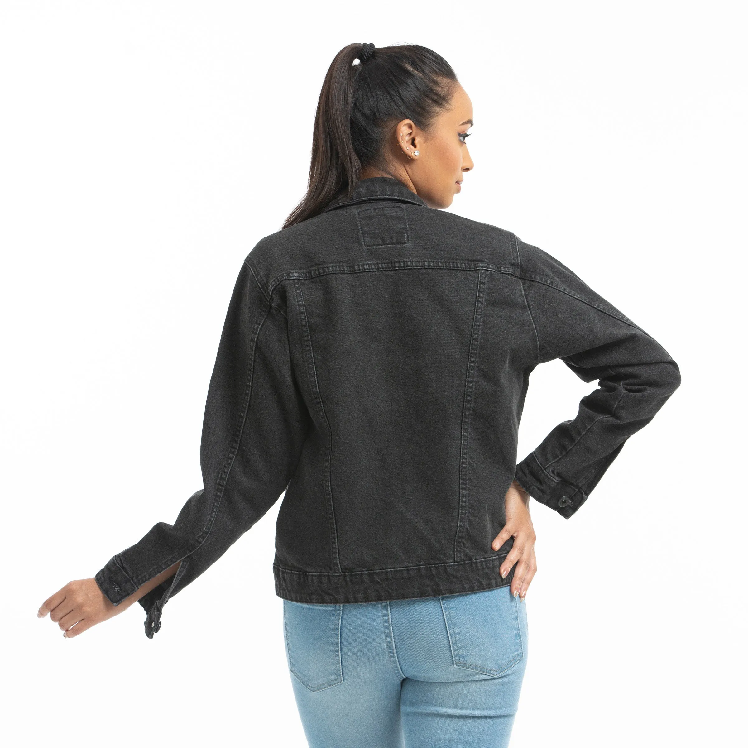 Ladies Denim jacket - Ash Black