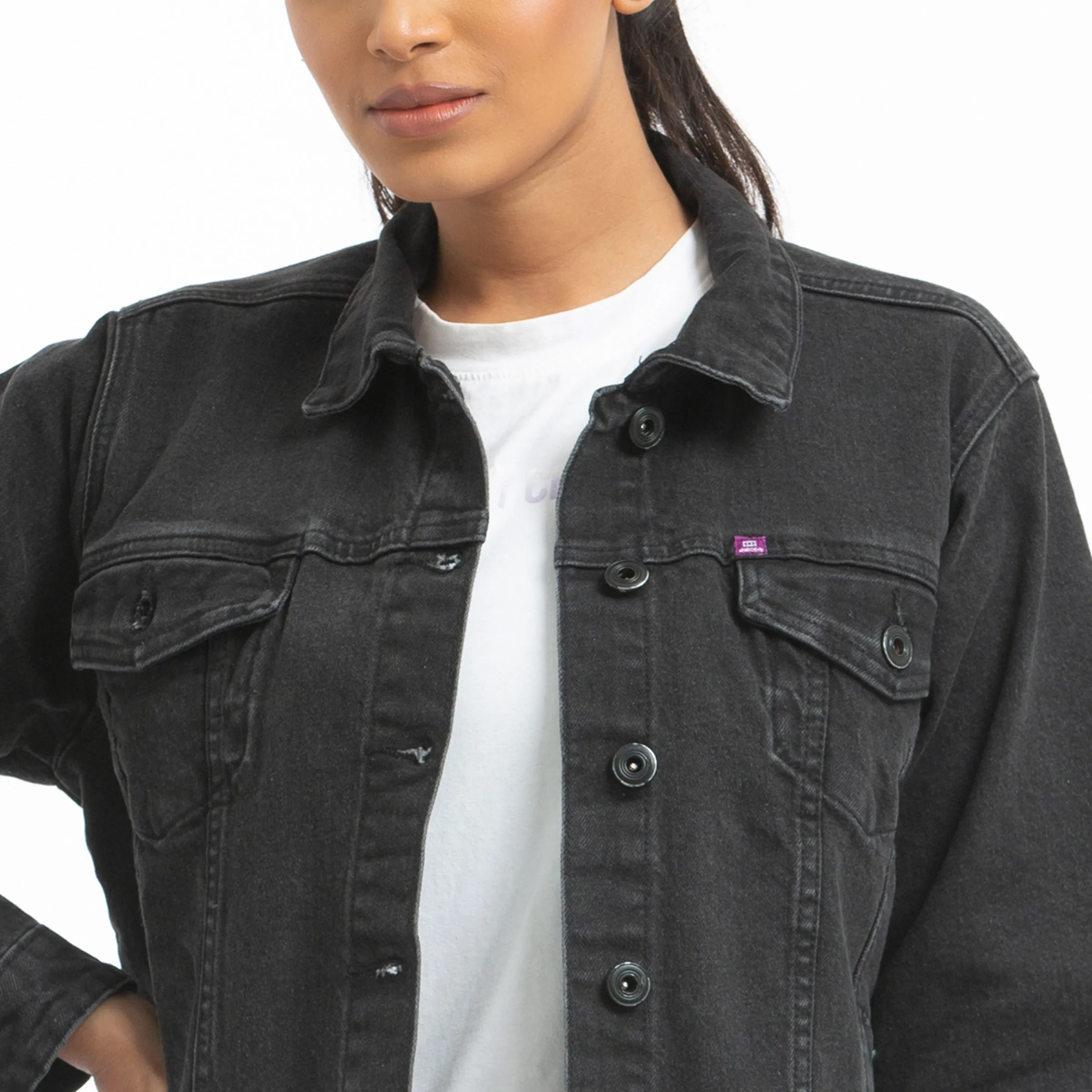 Ladies Denim jacket - Ash Black