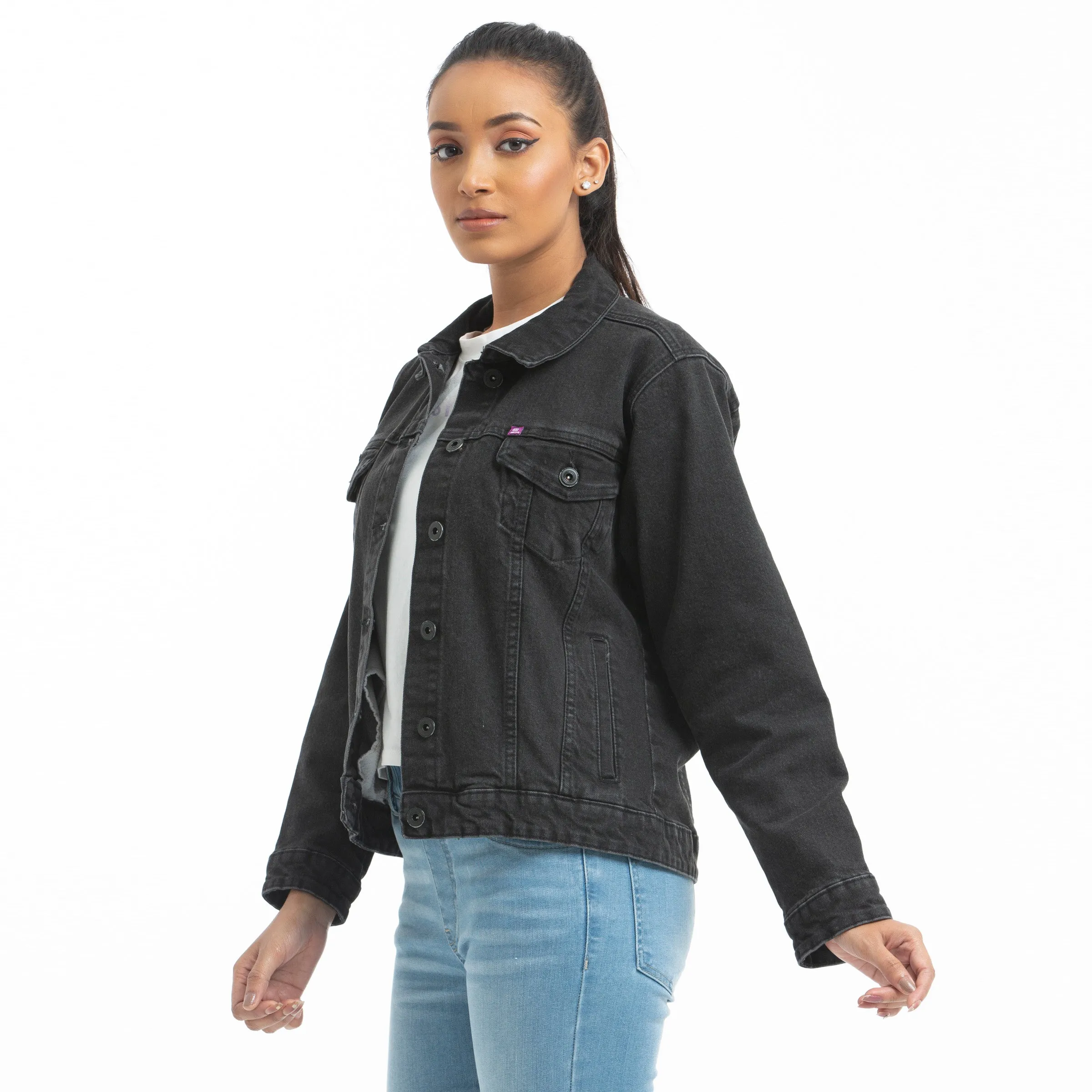 Ladies Denim jacket - Ash Black