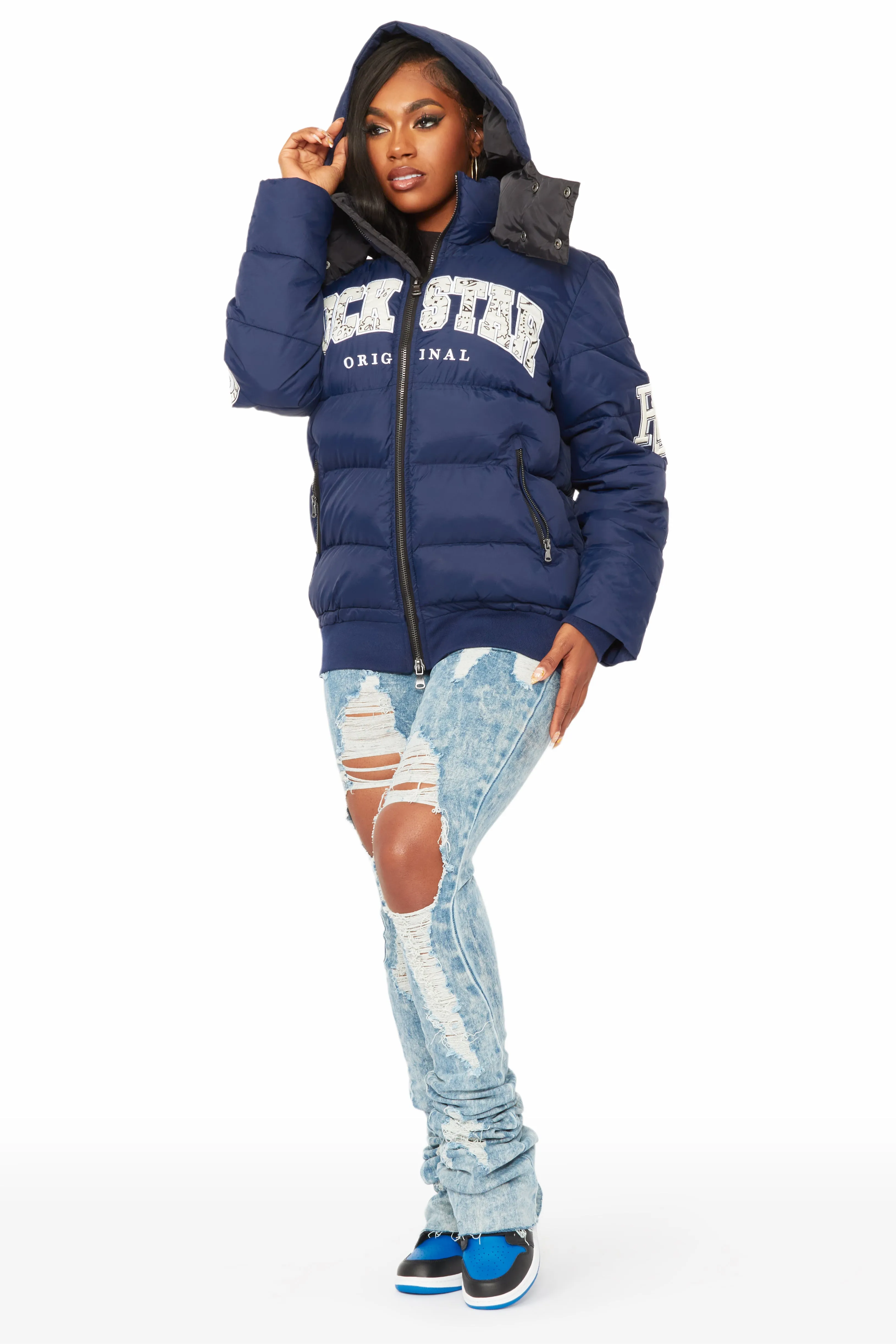 Latoya Navy Oversized Puffer Jacket