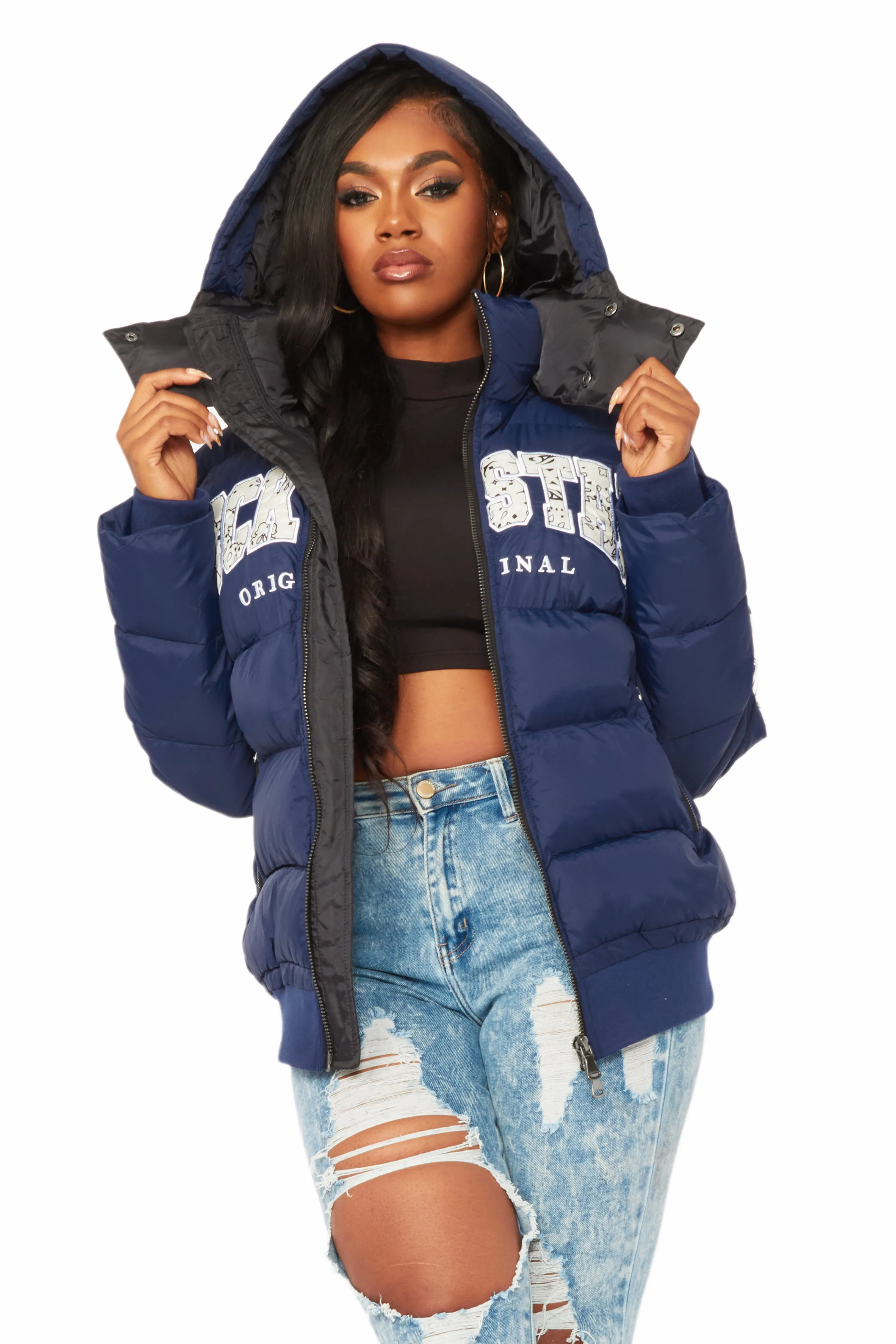 Latoya Navy Oversized Puffer Jacket