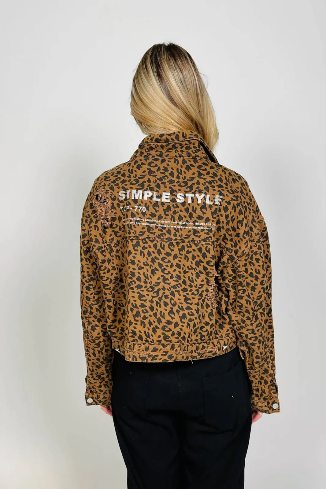 Leopard printed denim jacket | TIGERRA JACKET