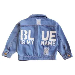 Letter Printed Kids Girls Jeans Jacket