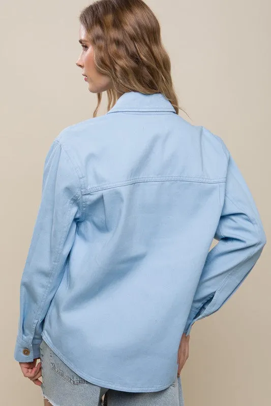 Light Blue Denim Button Front Jacket