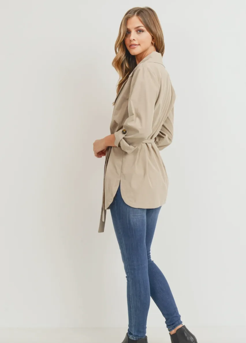 Light Weight Short Belted Khaki Jacket