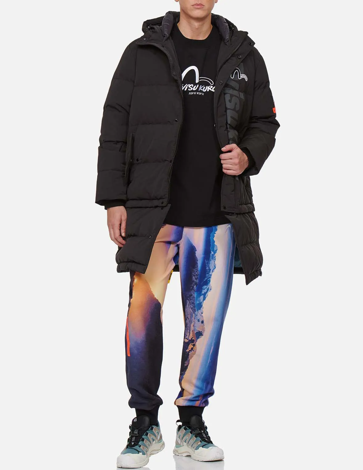 Logo Print Convertible Longline Down Parka