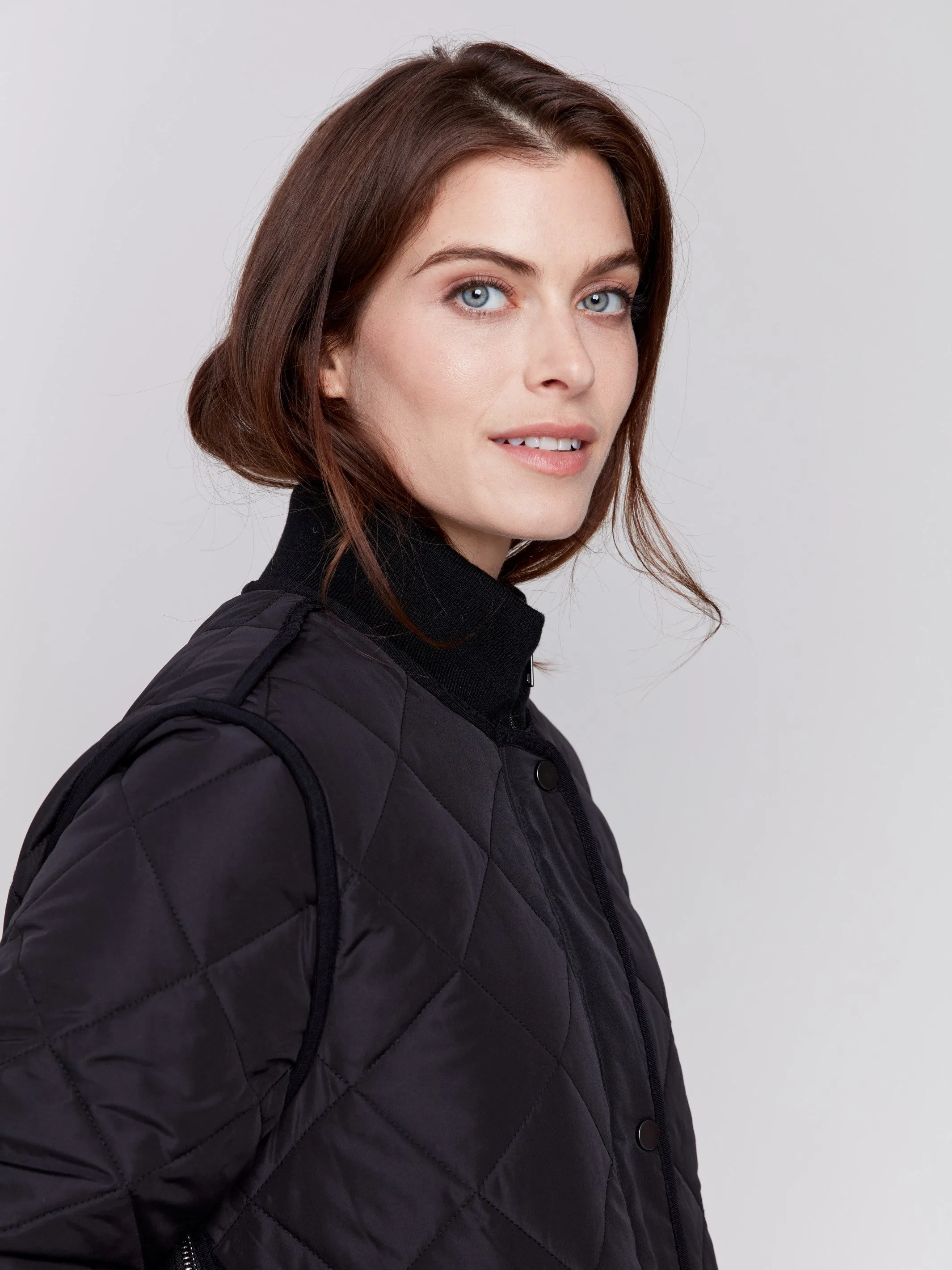 Long Quilted Puffer Jacket - Black