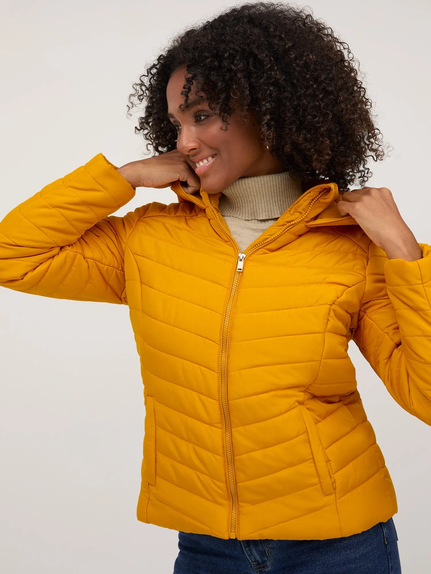 Long Sleeve Quilted Hooded Puffer Jacket