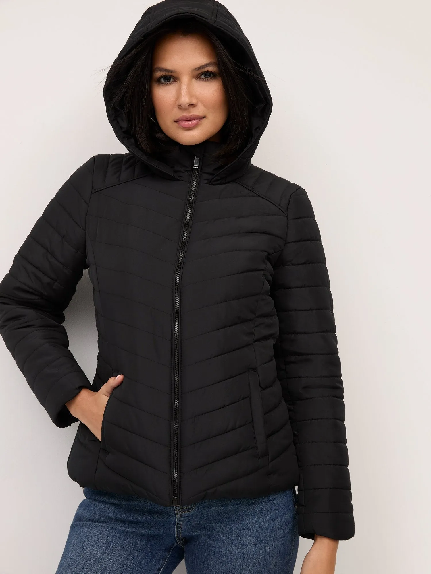 Long Sleeve Quilted Hooded Puffer Jacket