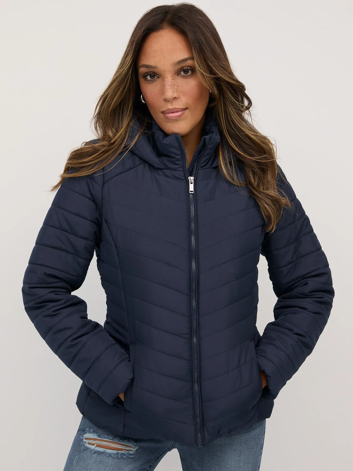 Long Sleeve Quilted Hooded Puffer Jacket