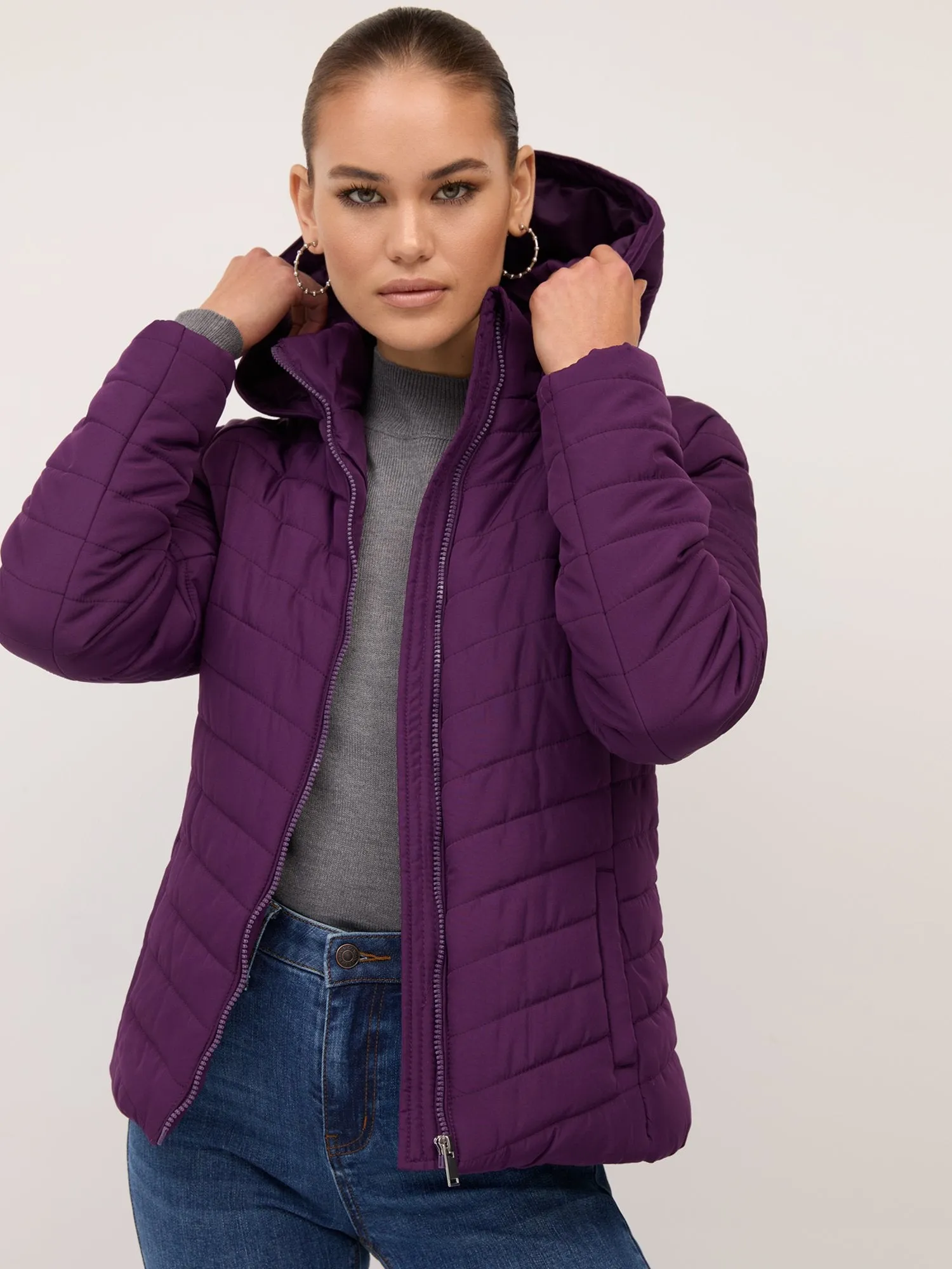 Long Sleeve Quilted Hooded Puffer Jacket