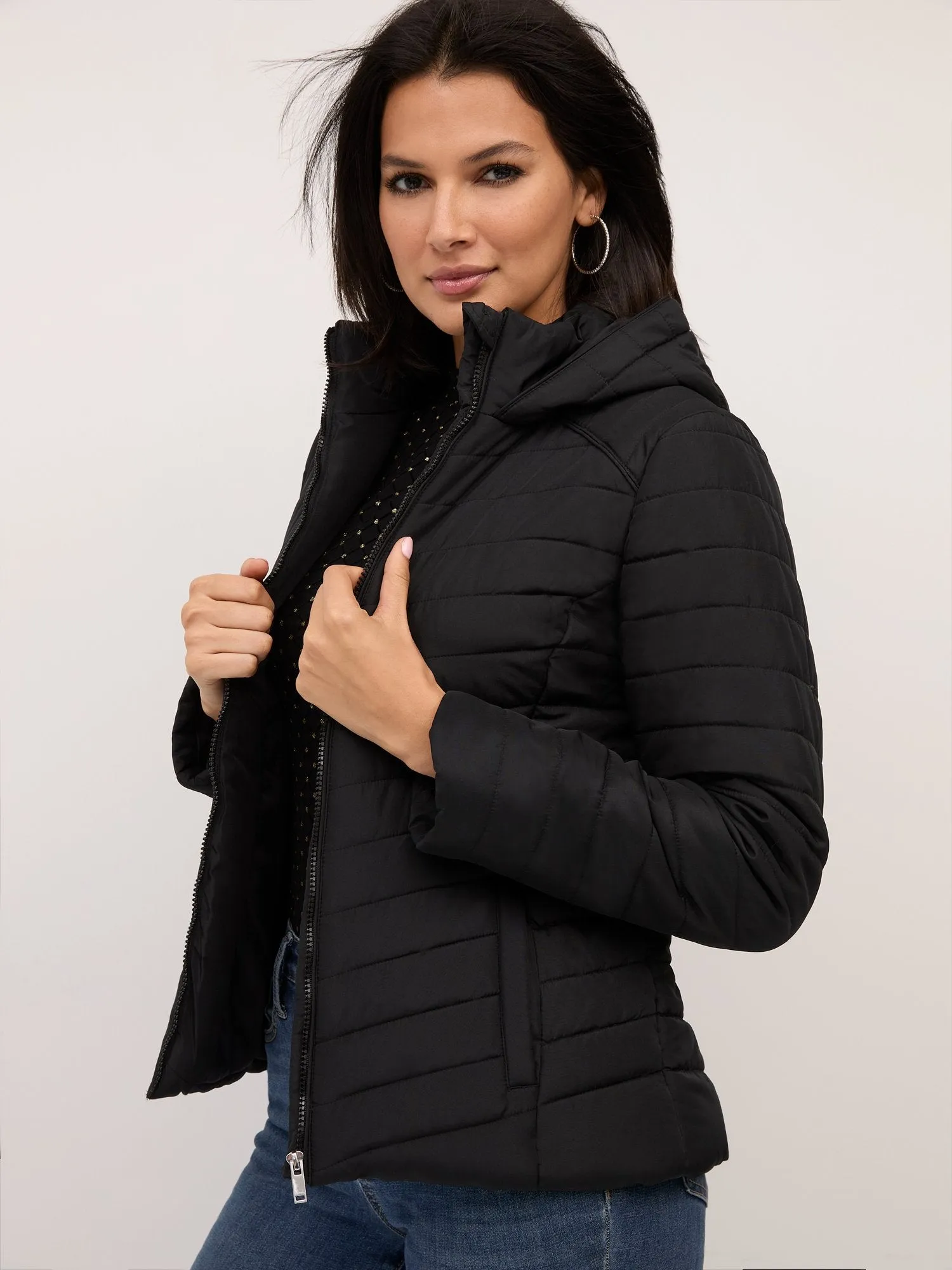 Long Sleeve Quilted Hooded Puffer Jacket