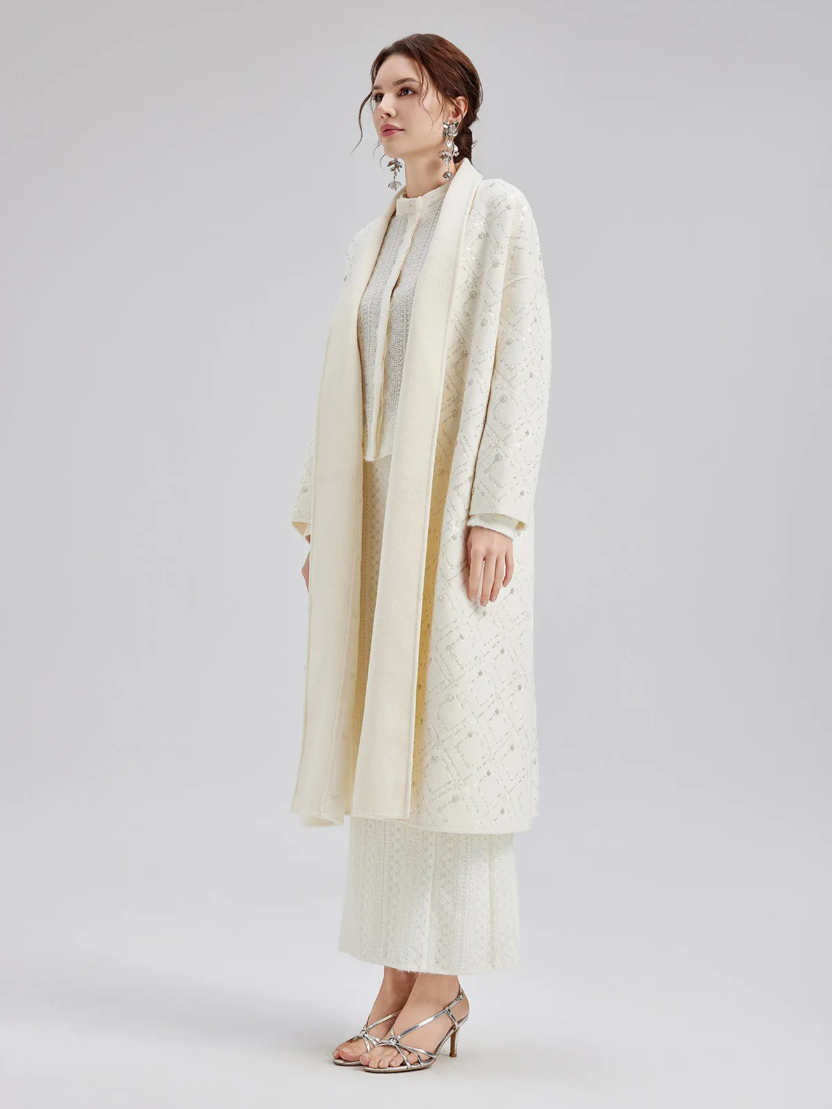 Luxe Beaded Embroidery Wool Coat