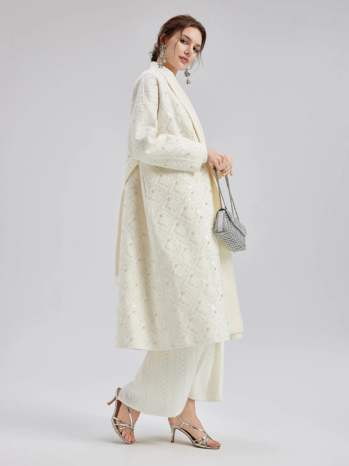 Luxe Beaded Embroidery Wool Coat