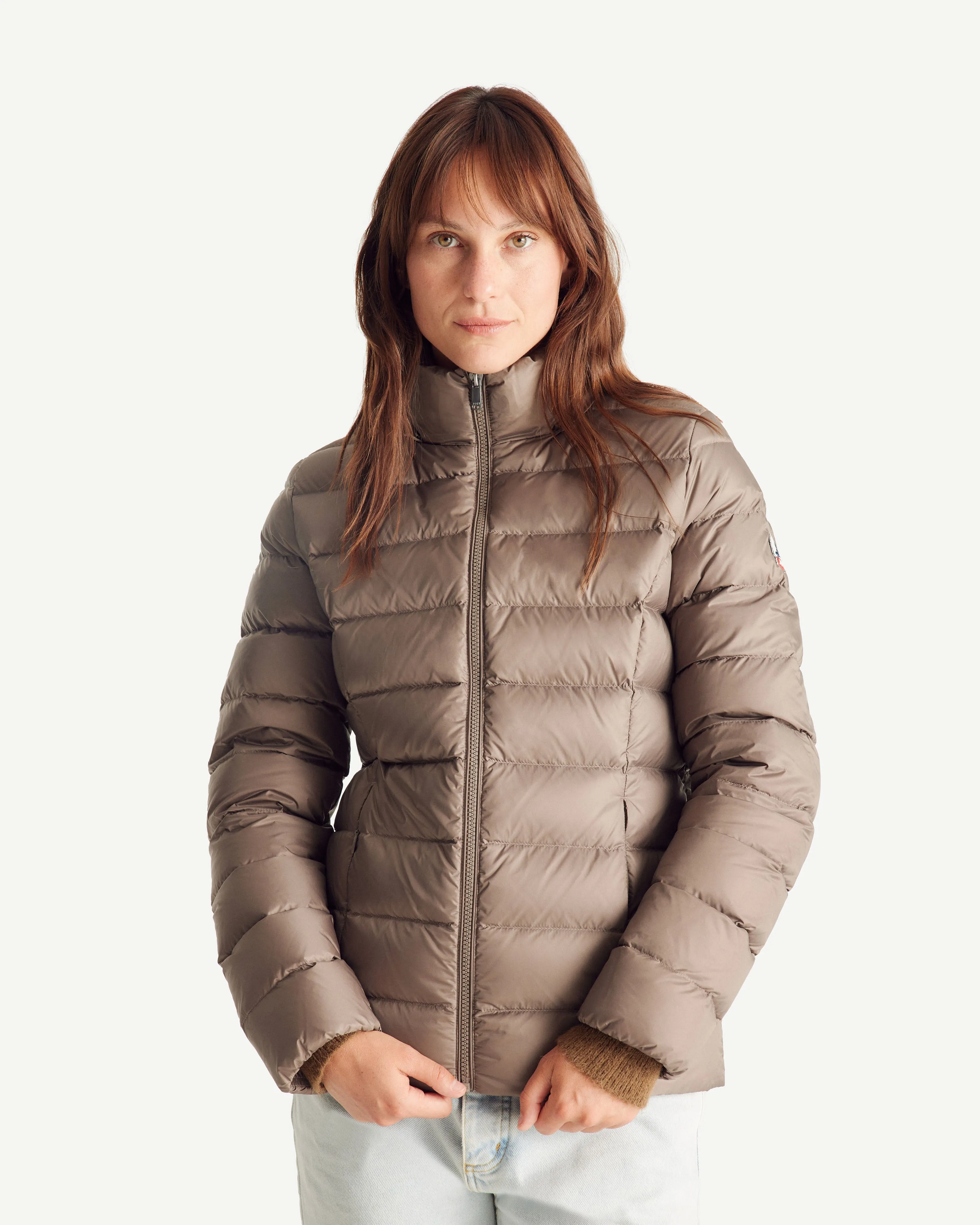 Luxe Extreme Cold hooded down jacket Taupe