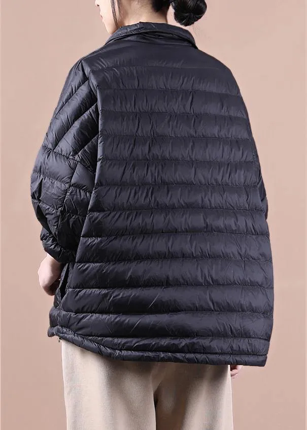 Luxury Loose fitting down jacket Jackets black lapel pockets duck down coat