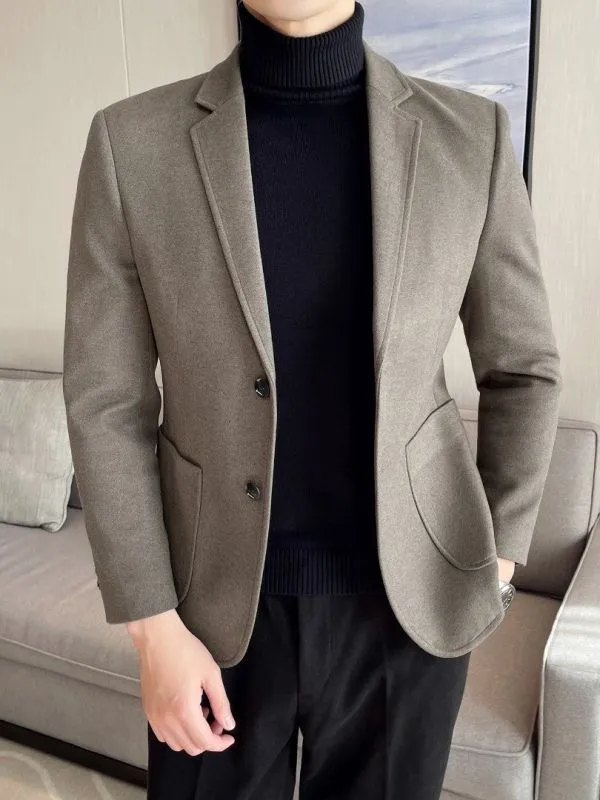 Man Cave Zon Mature Woolen Blazer Thick Woolen Coat Leisure Suit