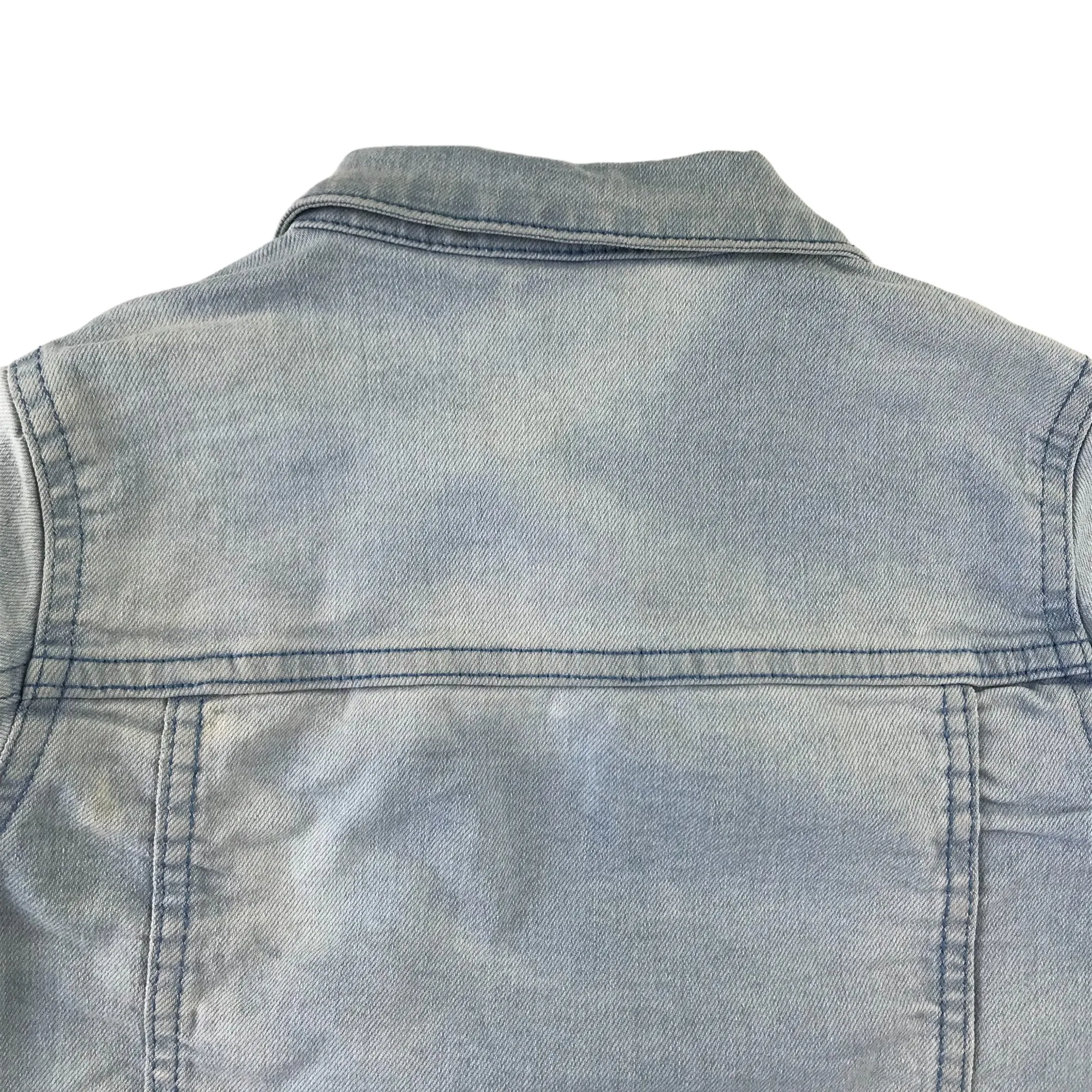 Matalan denim jacket 4-5 years light blue cropped frill hem