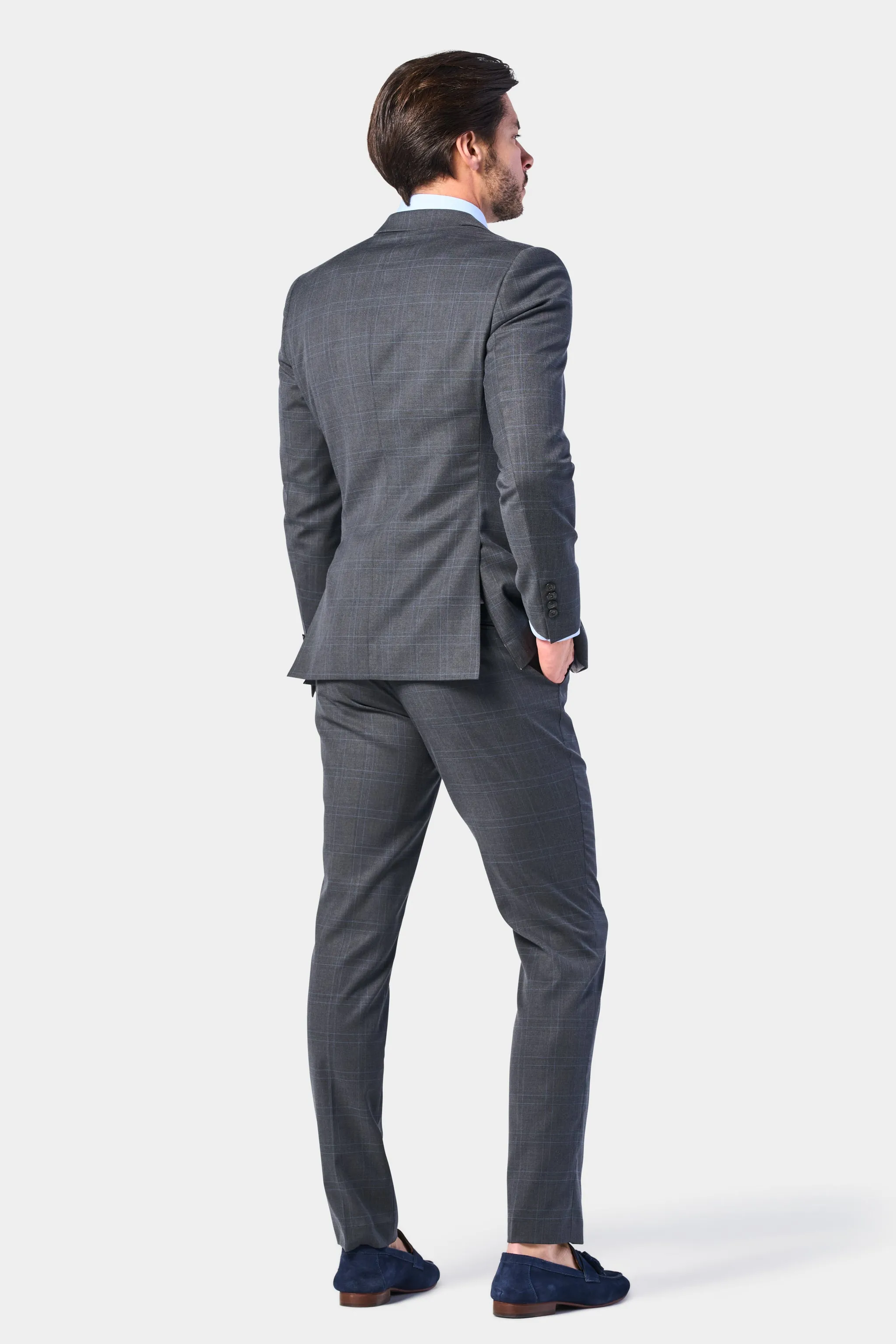 Medium Gray and Lt. Blue 3 Piece Suit